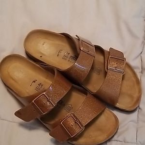 Birkenstock bronze sparkly size 10